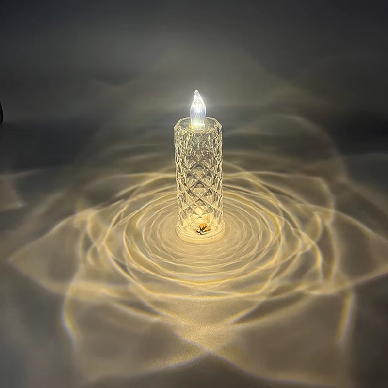 LR44 Battery Electronic Candle Crystal Rose Projection Ambient Light Decor Bar Club Holiday Wedding LED Bedroom Table Lamp
