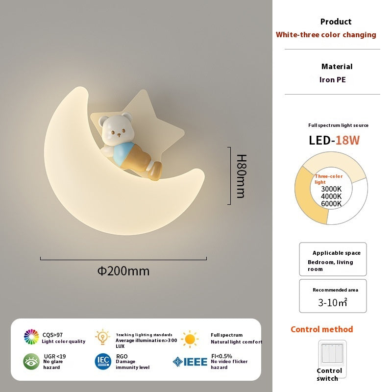 Cream Wind Moon Eye Protection Bedside Wall Lamp