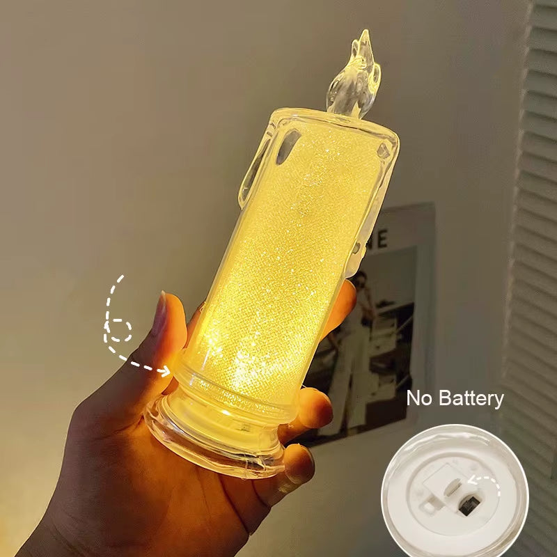 LR44 Battery Electronic Candle Crystal Rose Projection Ambient Light Decor Bar Club Holiday Wedding LED Bedroom Table Lamp