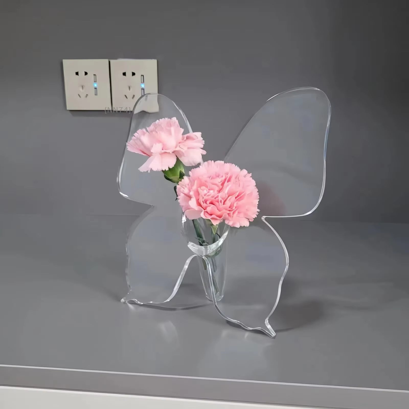 {NN74} Transparent Butterfly Acrylic Flower Vase Three-Dimensional Flower Arrangement Accessories Butterfly Vase Home Decoration