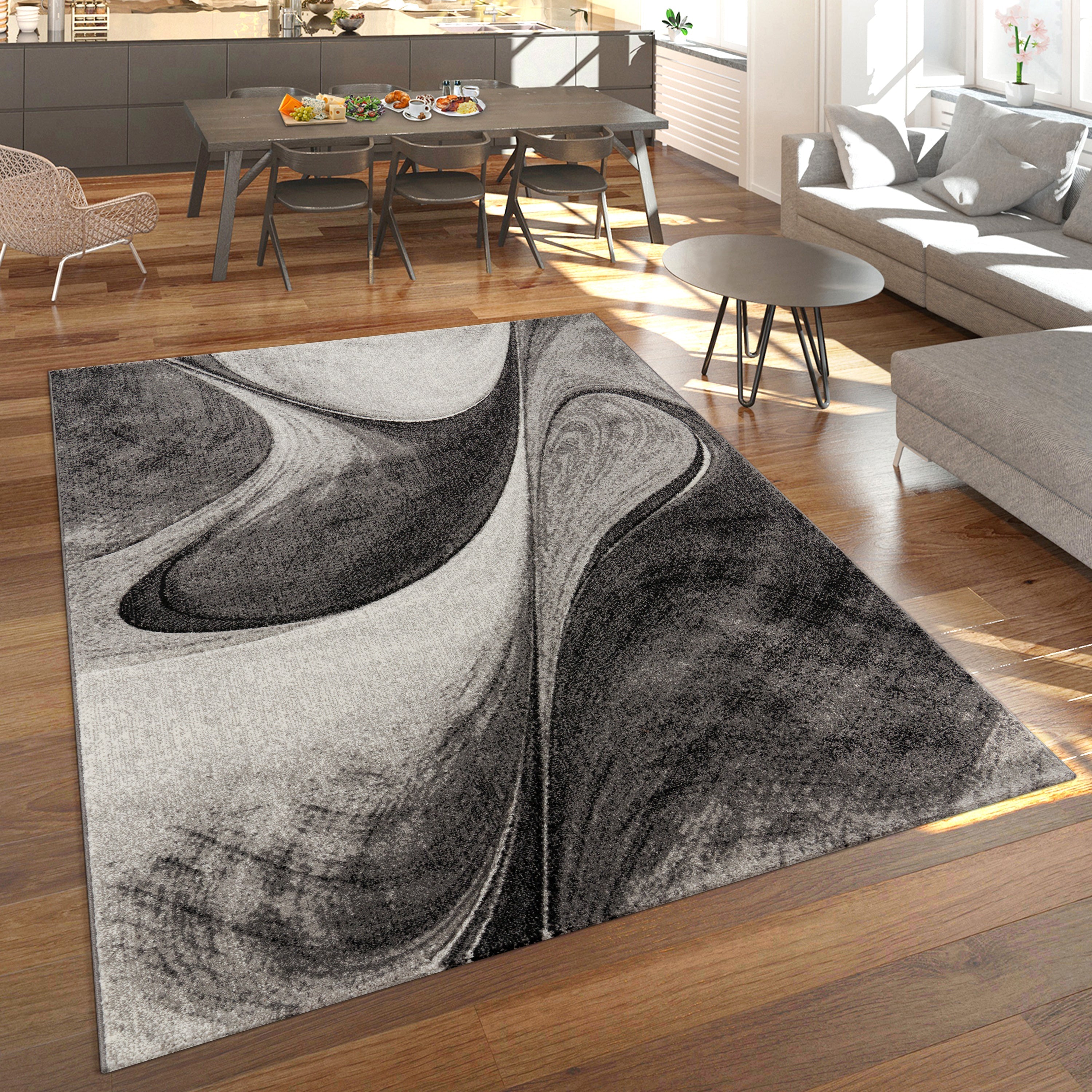Modern Living Room Rug Brilliance Abstract Design - Grey-0