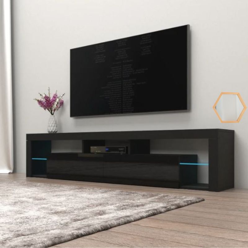 NNEDSZ Modern TV Cabinet Living Room Furniture 200cm Black-0