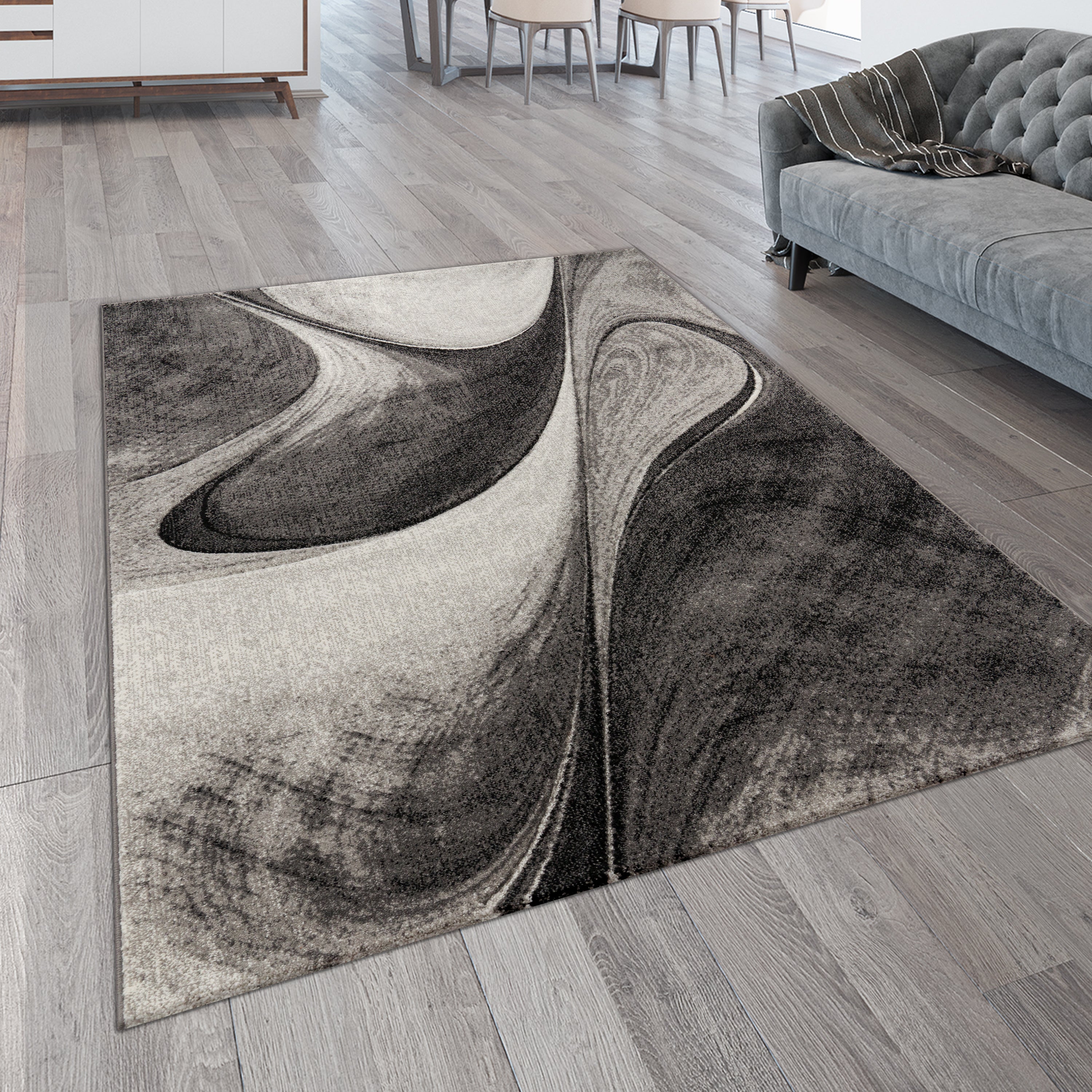 Modern Living Room Rug Brilliance Abstract Design - Grey-4