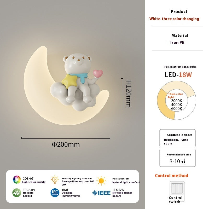 Cream Wind Moon Eye Protection Bedside Wall Lamp