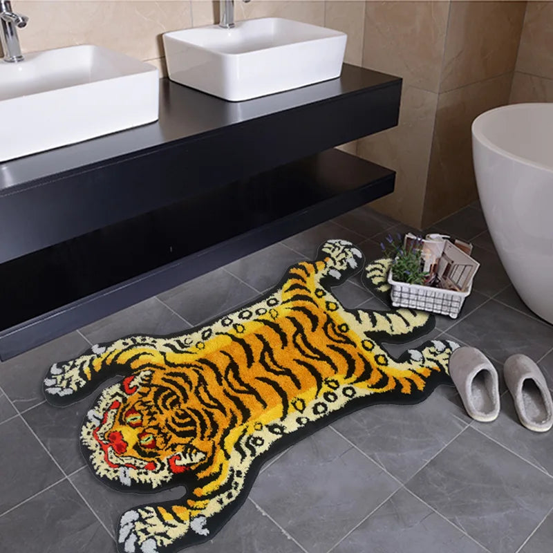 Bionic Tiger Decorative Rug - Unique Shaped Floor Mats for Living Room and Bedroom Decoration