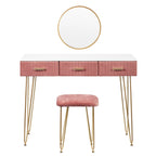 Modern Dresser Dressing Table with Stool Mirror Drawers Cosmetic Table for Bedroom Pink/Grey Makeup Vanity Table Home Furniture