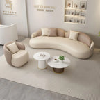 Hotel Sofa, Light Luxury Curved Leather Art Sofa, Cat Scratch Leather, Beauty Salon Rest Set, Sofa and Coffee Table Combination