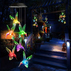 1Pc Solar Light Hummingbird Wind Chimes Outdoor Decor Yard Decor for Christmas Gardening Gift Birthday Gift Halloween Decoration