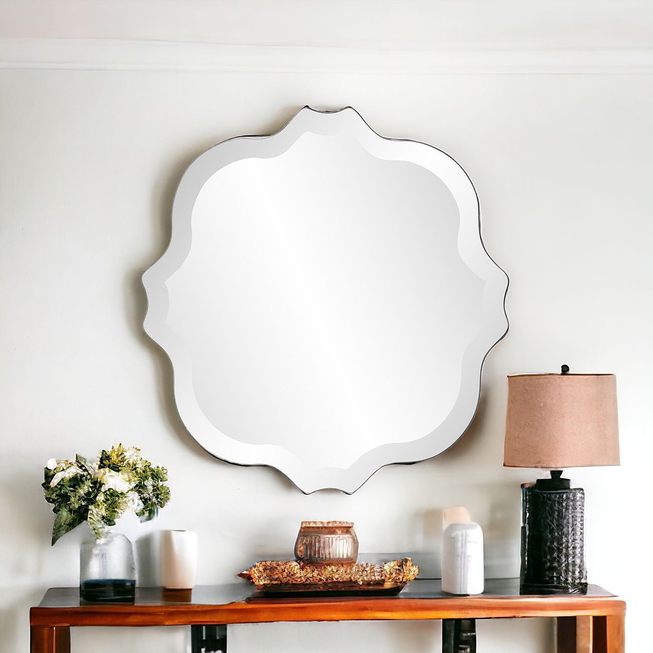 16" Gray Abstract Unframed Accent Mirror-0