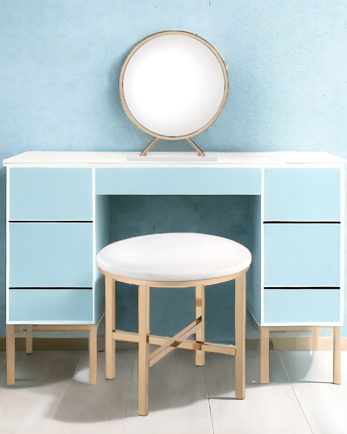 16" Round Metal Framed Freestanding Mirror-0