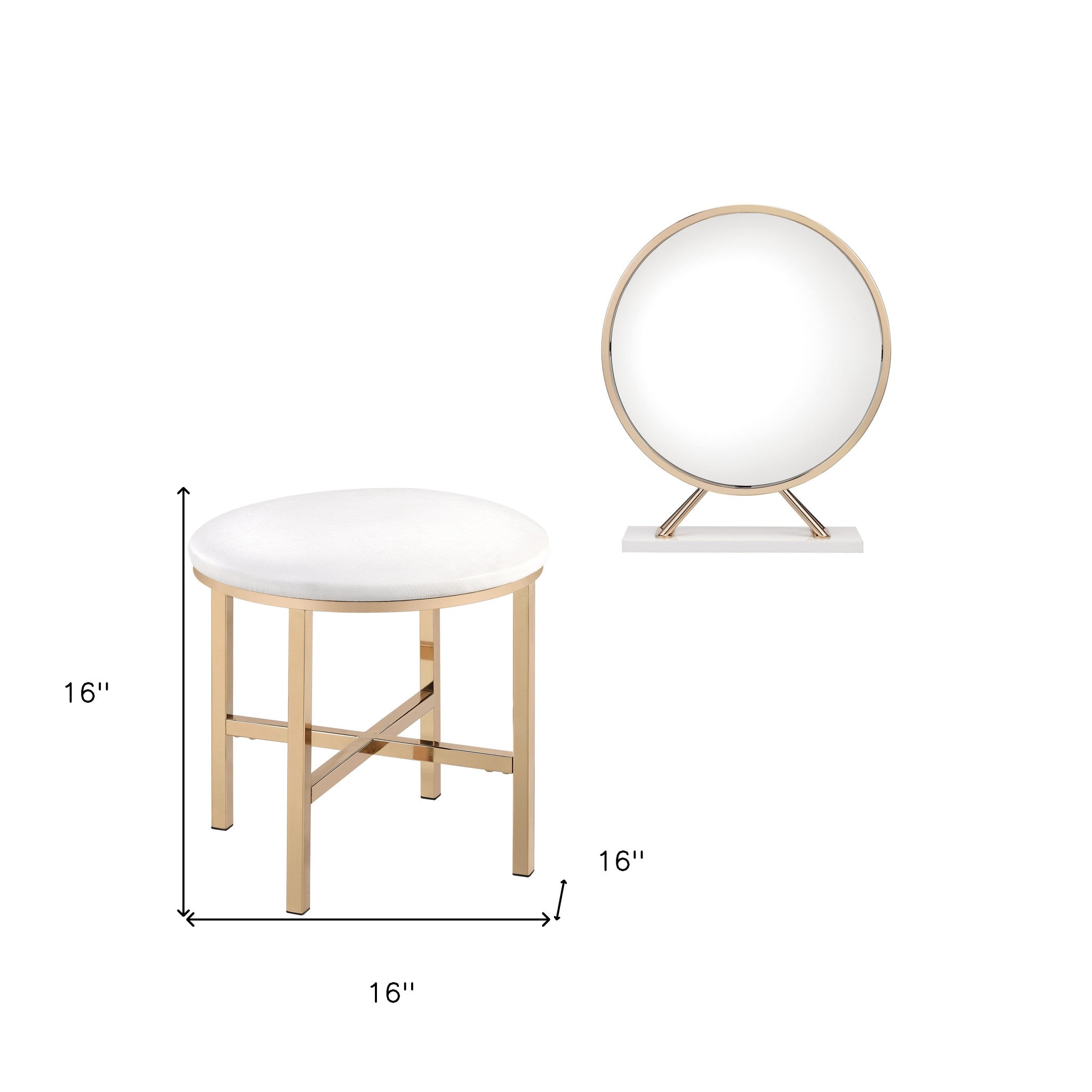 16" Round Metal Framed Freestanding Mirror-4