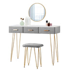 Modern Dresser Dressing Table with Stool Mirror Drawers Cosmetic Table for Bedroom Pink/Grey Makeup Vanity Table Home Furniture