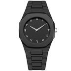 Classic Middle Eastern Arabic Numerals Blue Dial Quartz Watch for Men'S Casual Plastic Strap Women'S Waterproof Clock