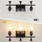 Unicozohome Bathroom Vanity Light, 3 Light Bathroom Light Fixture Over Mirror, Bathroom Wall Lamp With Clear Glass, Modern Matte
