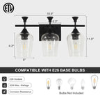 Unicozohome Bathroom Vanity Light, 3 Light Bathroom Light Fixture Over Mirror, Bathroom Wall Lamp With Clear Glass, Modern Matte