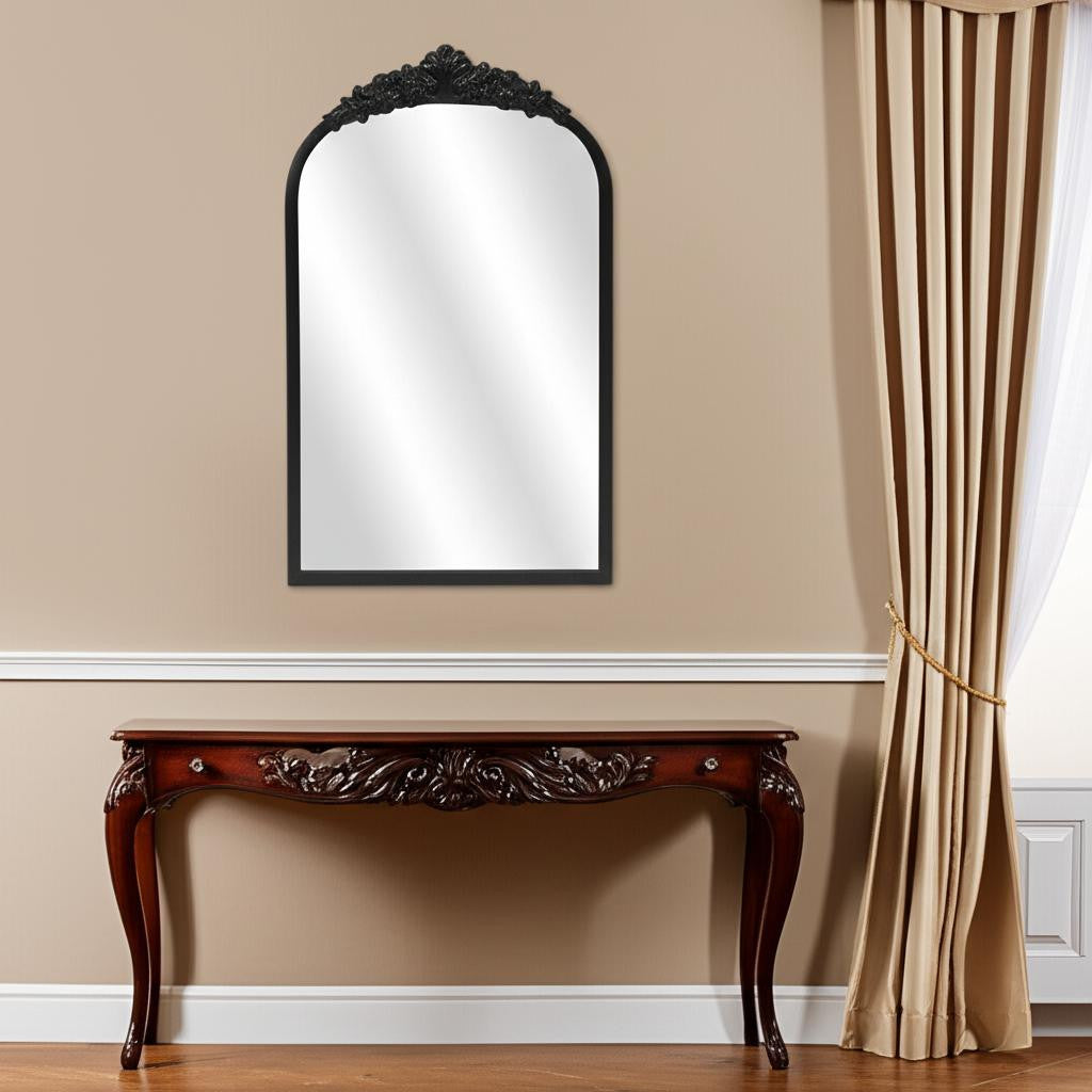 16" Black Metal Arch Accent Mirror-0