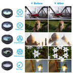 APEXEL Phone Lens Kit Universal 10 in 1 Fisheye Wide Angle Macro Lens CPL Filter Kaleidoscope+2X Telescope Lens for Smartphone