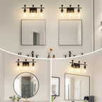 Unicozohome Bathroom Vanity Light, 3 Light Bathroom Light Fixture Over Mirror, Bathroom Wall Lamp With Clear Glass, Modern Matte