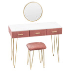Modern Dresser Dressing Table with Stool Mirror Drawers Cosmetic Table for Bedroom Pink/Grey Makeup Vanity Table Home Furniture