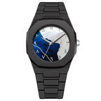 Classic Middle Eastern Arabic Numerals Blue Dial Quartz Watch for Men'S Casual Plastic Strap Women'S Waterproof Clock