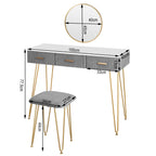 Modern Dresser Dressing Table with Stool Mirror Drawers Cosmetic Table for Bedroom Pink/Grey Makeup Vanity Table Home Furniture