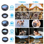 APEXEL Phone Lens Kit Universal 10 in 1 Fisheye Wide Angle Macro Lens CPL Filter Kaleidoscope+2X Telescope Lens for Smartphone