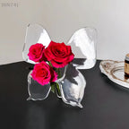 {NN74} Transparent Butterfly Acrylic Flower Vase Three-Dimensional Flower Arrangement Accessories Butterfly Vase Home Decoration